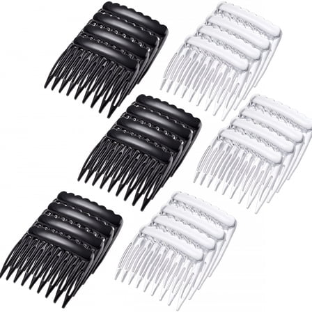 VANIDO 24 Pieces Small Hair Side Combs Plastic French Teeth Hair Combs Hair Clip Comb DIY Bridal Wedding Veil Comb for Fine Hair and Most Hairstyles Black and Clear