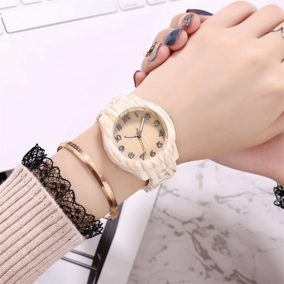 Qonioi High-End Fashion Men's Watch, Wood Grain Digital Quartz Watch with Round Dial, Luxury Stylish Wristwatch for Men Gift for Lover Friend