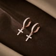 thumbnail image 5 of Solid 925 Sterling Silver Cross Hoop Earrings for Women Teens Small CZ Hoop Earrings Huggie Drop, 5 of 13
