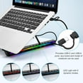 thumbnail image 3 of Laptop Stand with USB、Type C and RGB Lights Aluminum Adjustable Foldable Laptop Stand for Desk Ergonomic Portable Laptop Riser Holder Compatible with Laptops and iPad . Si, 3 of 7