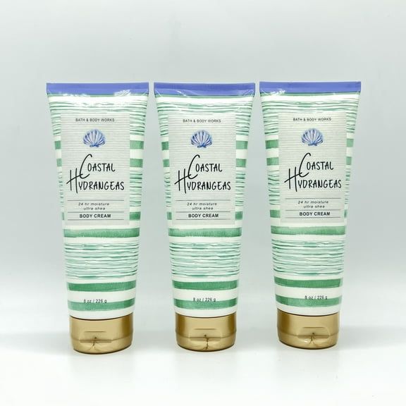 Bath & Body Works Coastal Hydrangeas 8oz Ultra Shea Body Cream 3-Pack