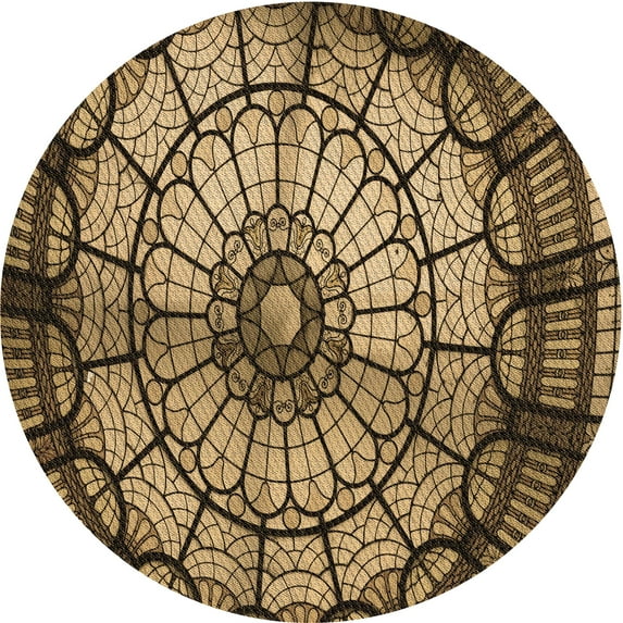 Ahgly Company Indoor Round Patterned Bakers Brown Area Rugs, 3' Round