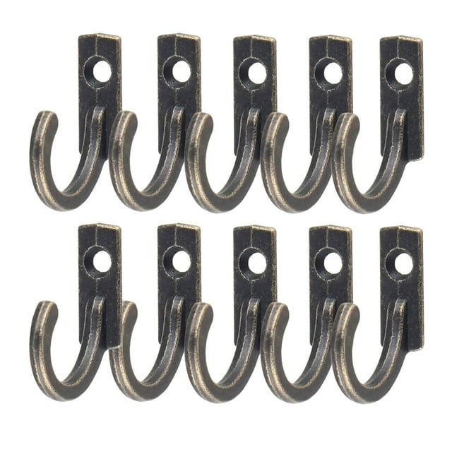 Perchas de metal Lemononstore para cuadros, sombreros, abrigos, ropa, muebles, baño, 10 unidades, de bronce vintage, para colgar en la pared, para puerta, tornillos para colgar joyas.