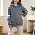 thumbnail image 5 of Vmberlty Hoodies for Girls 2-14 Years Old, Striped Sleeve Pullover Hoodie with Kangaroo Pocket, Loose Drop Shoulder Kids Casual Sport Sweatshirts, 5 of 6