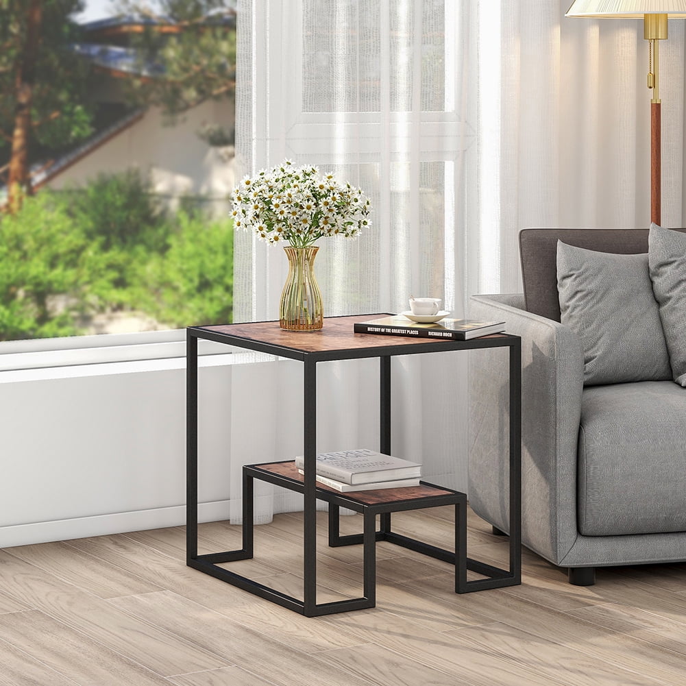 Private Jungle 2-Tier Sturdy End Table, Modern Nesting Coffee Table for Home Living Room, Office, Rustic Oak Private Jungle 2-Tier Sturdy End Table, Modern Nesting Coffee Table for Home Living Room, Office, Rustic Oak
