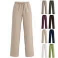 thumbnail image 5 of Womens Wide Leg Pants Casual Flowy Crepe Trousers Free Relaxed Fit Work Business with Pockets, 5 of 9