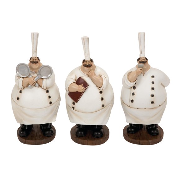 10"H, 5"W White Polystone Chef Sculpture, by DecMode (3 Count)