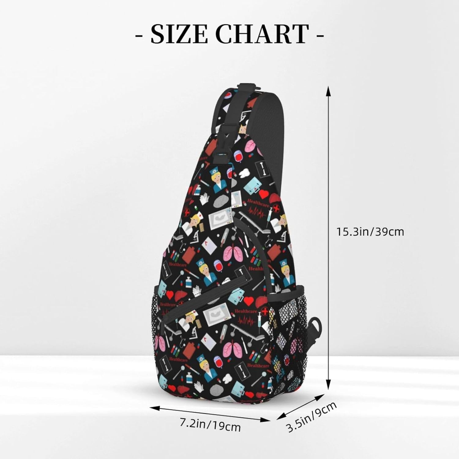 Nurse Medical Theme Sling Bag Crossbody Hiking Travel Chest Bags Backpack Shoulder Daypack for Women Men