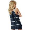 thumbnail image 5 of Girls Spaghetti Strap Dresses with Pockets Size 5-14 Cute Sundresses Teens Kids Casual Stripe Printed Pullover Loose Short Mini Dress, 5 of 5