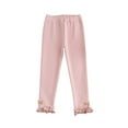 thumbnail image 3 of Swuxness Girls Elastic Leggings, Fall Pants for Girls, Girls' Solid Color Comfortable Stretchy Base Elastic Waist Pants Pink, 2-3 Years, 3 of 5