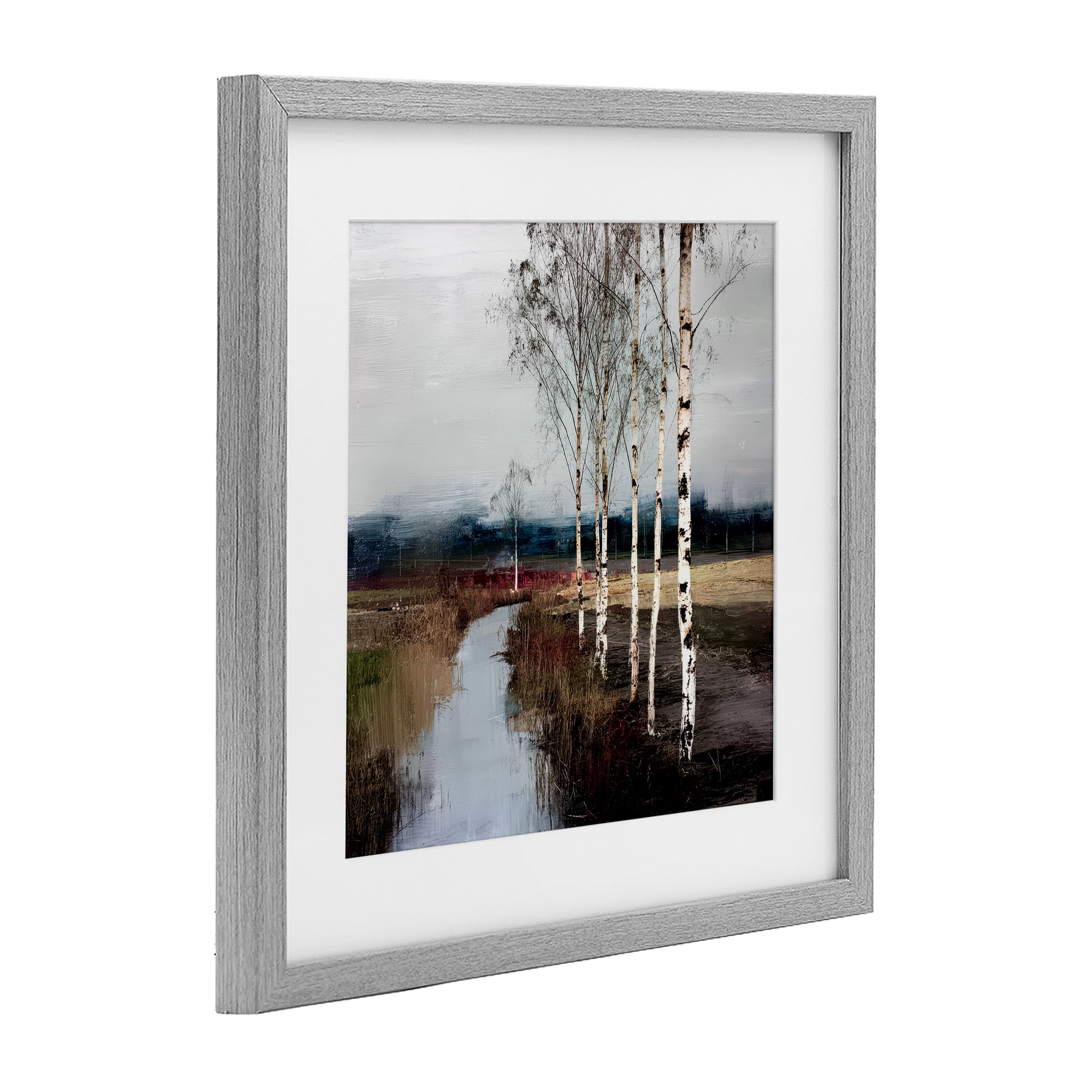 Stupell Industries Birch Creek River Gray Framed Print Under Glass, design by Kim Curinga
