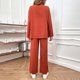 thumbnail image 5 of Gibobby Conjunto de Pantalones para Mujer Conjunto de camisa de manga larga y pantalones de pierna ancha de cintura alta de color sólido de moda para mujer(Naranja,CH), 5 of 5