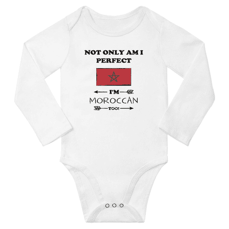 

Not Only am i Perfect I m Moroccan Too! Baby Long Sleeve Bodysuit Unisex Gifts (White 6 Months)