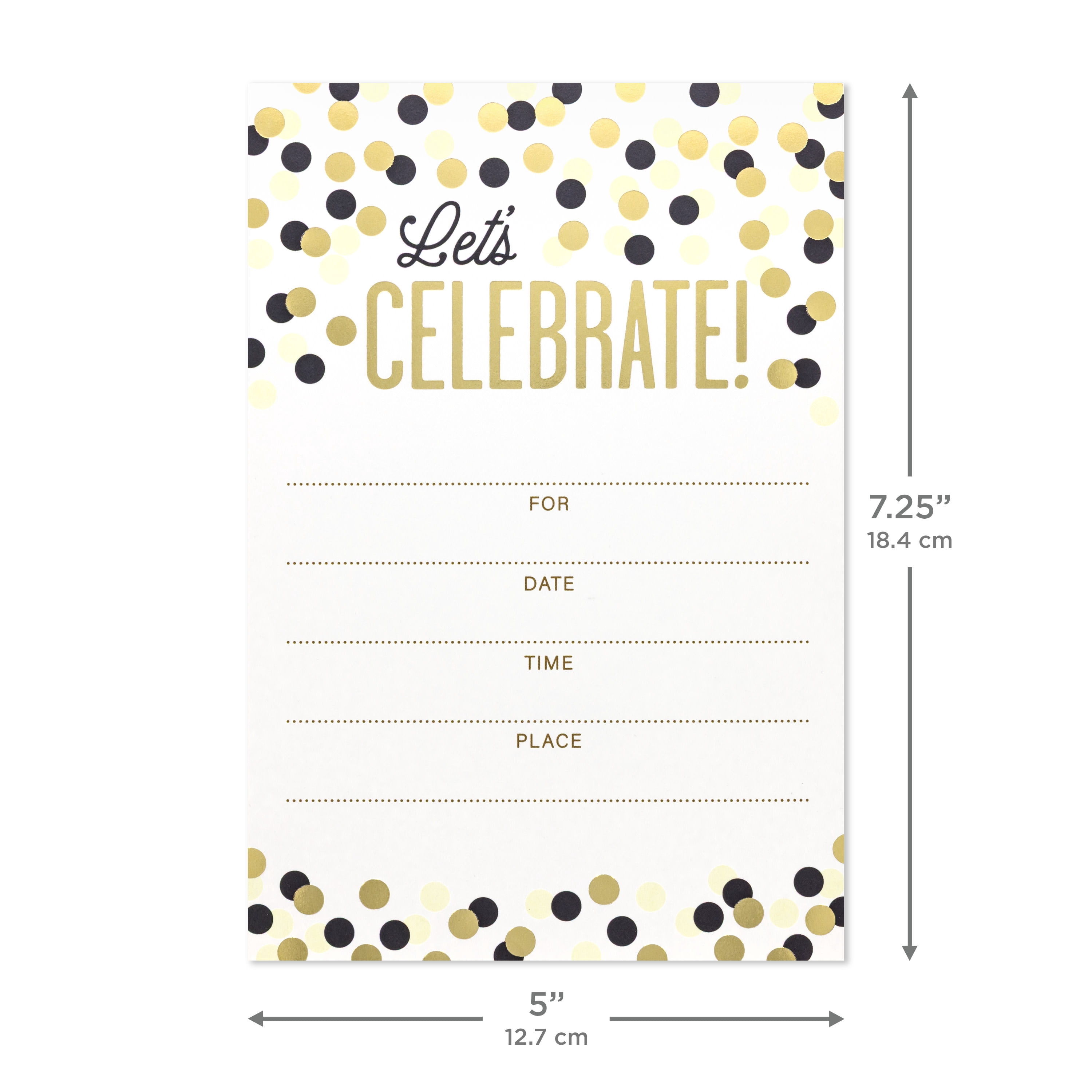 Hallmark Fill-in-the-Blank Party Invitations (Let's Celebrate Gold Dots), Pack of 20