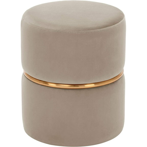 DUHOME Modern Round Velvet Ottoman Footrest Vanity Stool Padded Stool for Living Room, Bedroom Khaki