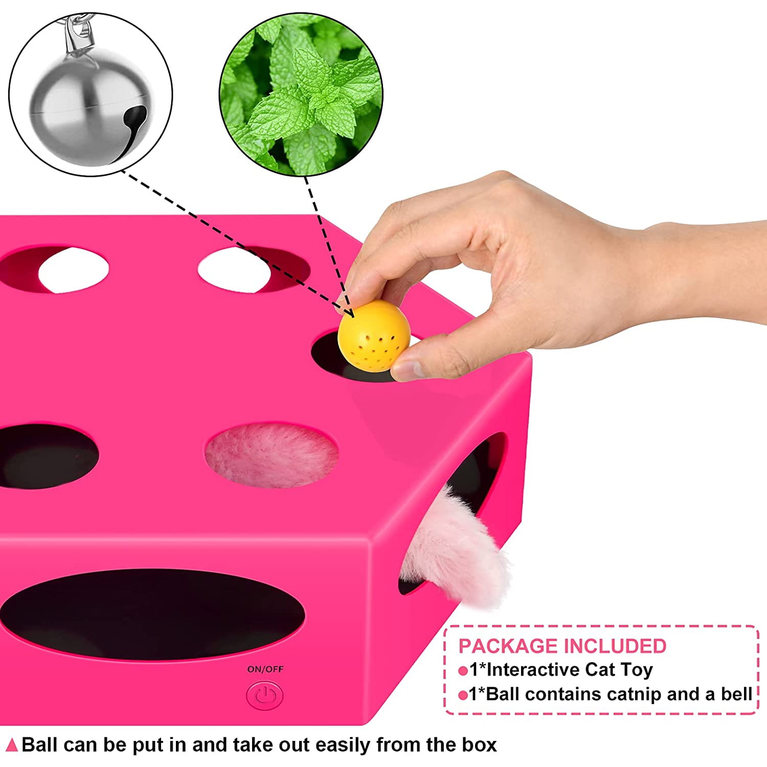 Pefilos 8" Interactive Cat Toys for Indoor Cats, Electronic Automated Cat Toys with Mouse Tail & Ball, Exerciser Entertainment Hunting for Kitty Pet, Pink Pefilos 8" Interactive Cat Toys for Indoor Cats, Electronic Automated Cat Toys with Mouse Tail & Ball, Exerciser Entertainment Hunting for Kitty Pet, Pink