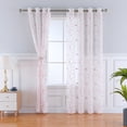 thumbnail image 2 of LingStar pink 52"x63" 2 Panels Semi Sheer Curtains, Leaf Embroidered Grommet Voile Drapes for Living Room, Bedroom, ​Window Treatments Curtain, 2 of 5