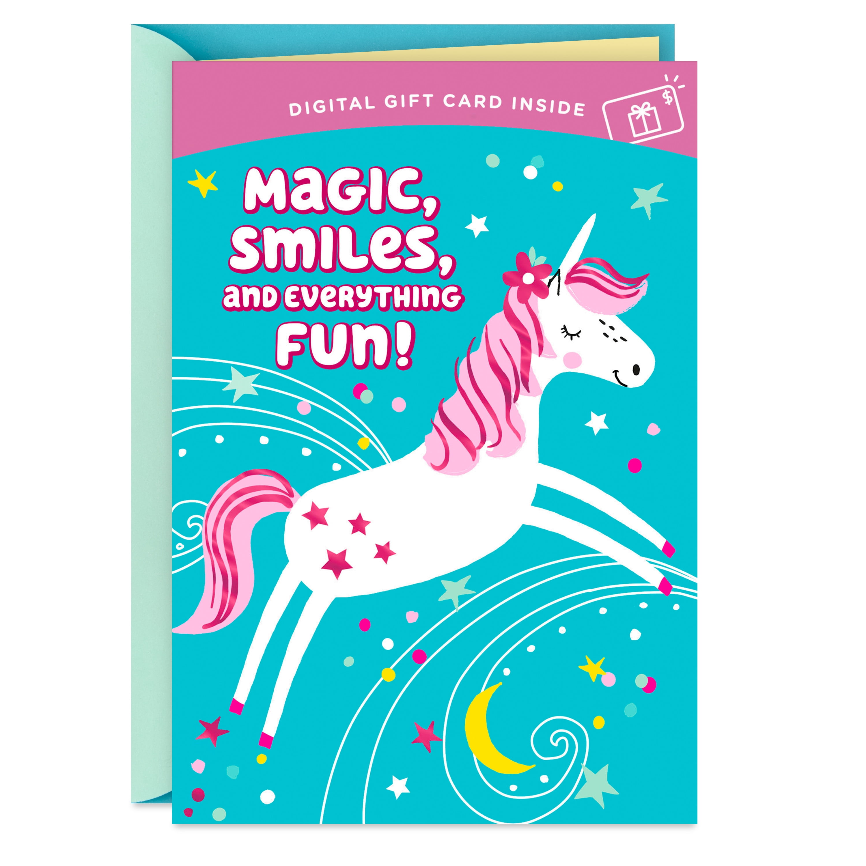 Hallmark Gift Card Greeting Birthday Card for Kids (Magic and Smiles Unicorn)