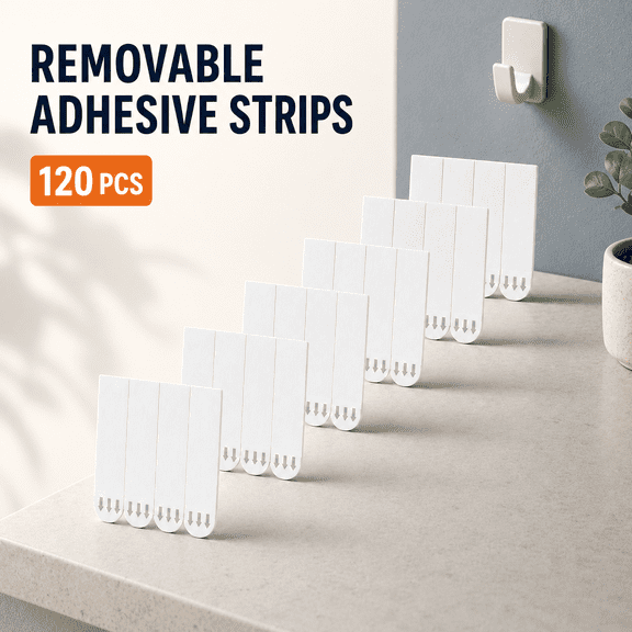 VALUNE 120 Count No-Damage Waterproof Refill Hanging Strips,Removable Tool-Free Adhesive Tape for Indoor Posters,Wall Hooks and Various Wall Ornaments
