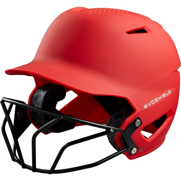 EvoShield XVT Batting Helmet Matte Finish with Facemask, Scarlet, Large