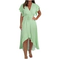 thumbnail image 2 of Taylonsss Womens Dress V Neck Print Short Sleeve Ruffle Hem Casual Beach Vacation Outfit, 2 of 7