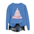 thumbnail image 5 of Womens Christmas Sweatshirts Pink Bows Tree Print Casual Crew Neck Tops Fashion Loose Long Sleeve Fall Outfits, 5 of 5