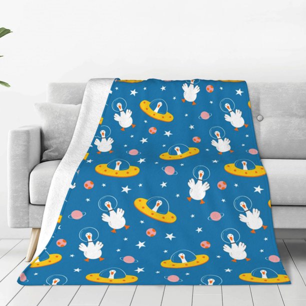 Fotbe Cartoon Goose Manta de Franela Acolchonada con Estampado, Súper Suave y Esponjosa, Extra Grande para Sofá, Cama, Uso Todo el Año-50"x40"