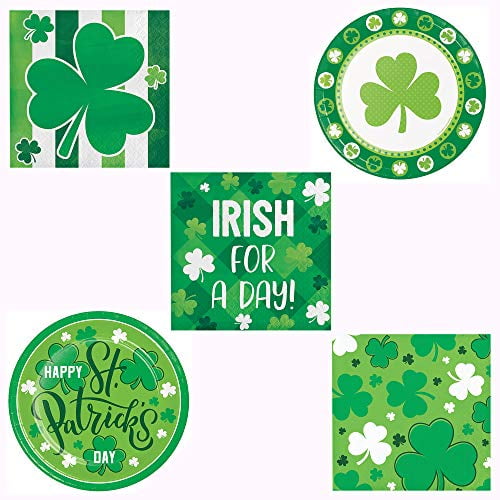 St Patrick's Day Paper Plates an Napkins Bulk Dinnerware Disposable