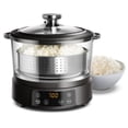 thumbnail image 1 of COOK WITH COLOR 3L Glass Mini Low Carb Rice Cooker &ndash; Holds 2 Cups Raw/Makes 6 Cups Cooked with Auto Lift Filter Basket, Hotpot & Steamer for Ri, 1 of 6