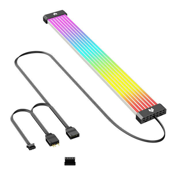 Barra Tira LED ARGB Ygjytge 5V 3PIN ARGB Sync para GPU 8 Pines/16 Pines negro AL300