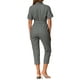 thumbnail image 3 of INSPIRE CHIC Mono de Mujer de Manga Corta con Cuello y Cintura Ajustable de Algodón Cargo XL Gris Oscuro, 3 of 6