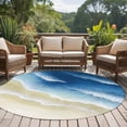 thumbnail image 4 of Navy Blue Ombre Ocean Round Area Rug 7Ft Washable Circle Rugs for Dorm Laundry Room, Watercolor Coastal Beach Waves Non-Slip Carpet Floor Mats Indoor Outdoor Carpet Runner Aesthetic Home Decor, 4 of 8