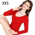 thumbnail image 4 of Sonducket Ropa interior térmica para mujer, parte básica de invierno para clima frío, cuello , manga larga, ropa de Base de Color sólido, Prendas para la parte del cuerpo Rojo XXS, 4 of 6