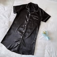 thumbnail image 6 of MGDXOX Women's Satin Shirt Style Nightgown Short Sleeve Button Front Sleep Dress Silky Breathable Loungewear for Ladies Black L, 6 of 8