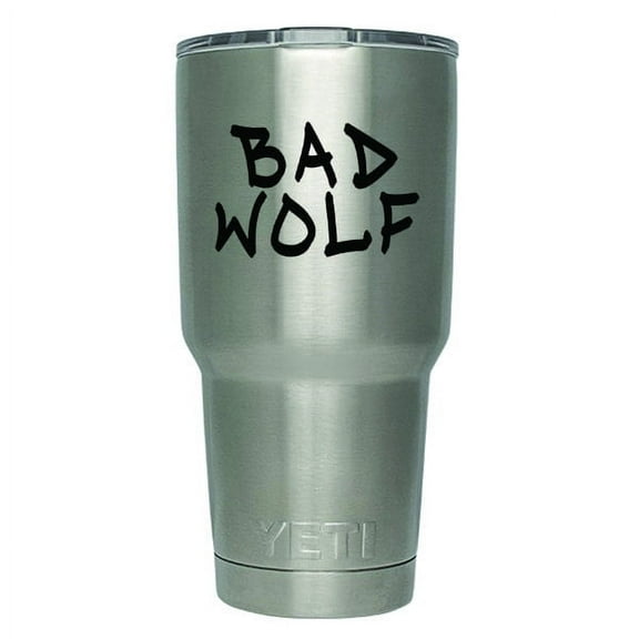 2-Pack Dr Who Inspired Bad Wolf Decal Sticker (DECAL ONLY CUP NOT INCLUDED) | 3-Inches | Black Vinyl Decal | Yeti RTIC Orca Ozark Trail Tumbler Decal