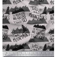 thumbnail image 1 of Soimoi Gray Rayon Crepe Fabric Mountains & Text Printed Craft Fabric by the Yard 46 Inch Wide, 1 of 5