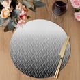 thumbnail image 3 of Modern Black Grey Round 13 Inch Placemats Set of 6, Abstract Ombre Geometric Morocco HeatResistant Non Slip Place Mats for Dining Table, Wipeable Braided Kitchen Table Mats for Housewarming, 3 of 9