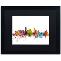 Trademark Fine Art 'Miami Florida Skyline' Canvas Art by Michael Tompsett, Black Matte, Black Frame