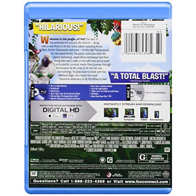 Rio 2 Blu Ray Dvd Digital Copy Walmart Com