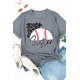 thumbnail image 3 of ABPHQTO Camiseta estampada con cuello redondo y estampado de letras de leopardo de béisbol gris para mujer, 3 of 5