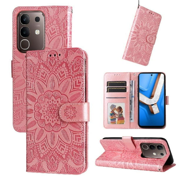Funda tipo cartera GANGXUN para Vivo Y29 4G , diseño girasol, cuero PU, soporte, cierre magnético, tarjetero