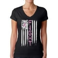 thumbnail image 1 of Awkward Styles Women's Breast Cancer American Flag Distressed V-neck T-shirt Fight Pink Ribbon, 1 of 4