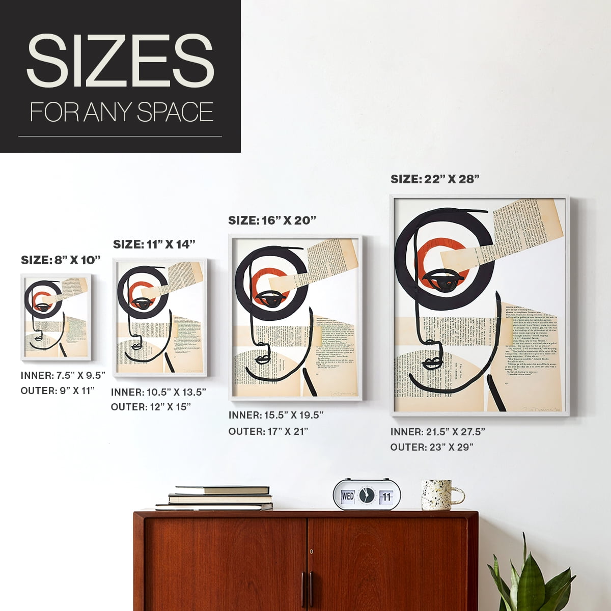 Faces of A Century I in Paper Solid Wood 11 x 14 Framed Print