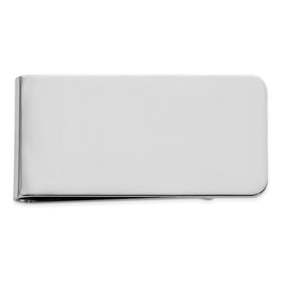 Solid Engravable (front only) Silver Plated and Rhodium Polished Rectangle Money Clip Measures 50x25mm Wide Jewelry for