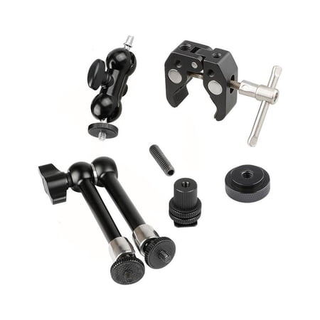 UPC: 0756790473615 | Super Crab Clamp with 11  Magic Articulated Arm and Double Mini Ball Head for DSLR Camera Cage  Black Lever