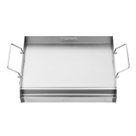 17x13 Inch Flat Top Griddle - Stainless Steel Universal BBQ Grill Pan - Nonstick Cookware for Stove, Grill & Camping - Heavy Duty Griddle for Outdoor Cooking