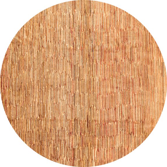 Ahgly Company Indoor Round Abstract Orange Contemporary Area Rugs, 8' Round
