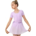 thumbnail image 4 of Stelle Ballet Short Sleeve Leotard with Separate Adjustable Tie Skirt Tights Dance Dress Outfit for Girls,Purple,4T, 4 of 7
