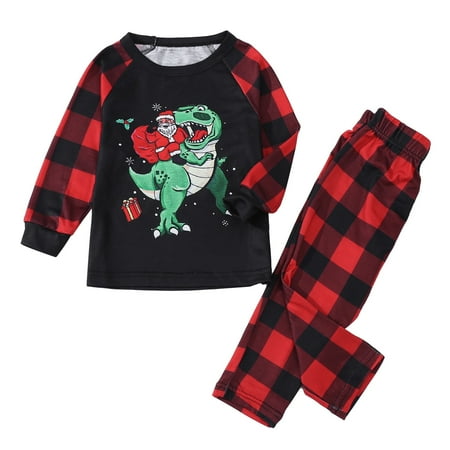 

Youmylove Kids Merry Christmas Plaid Family Clothes Matching Cute Prints Sets Kids Long Sleeve Tops Pants Plaid Prints Set Nightshirt