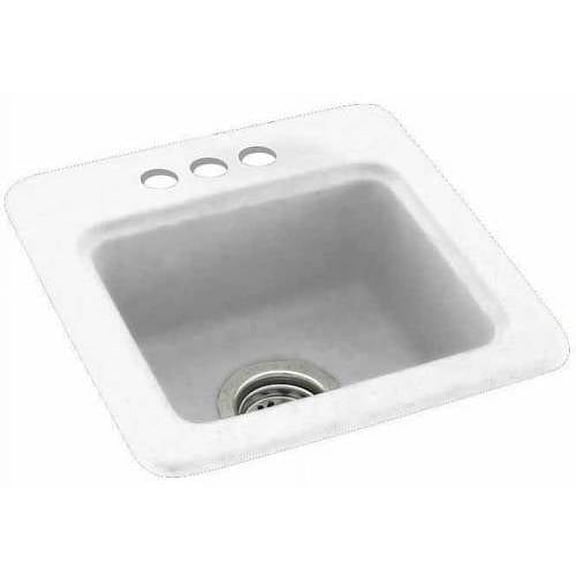 Swan Solid Surface Small Bar Sink (15" x 15") with 3 Faucet Holes